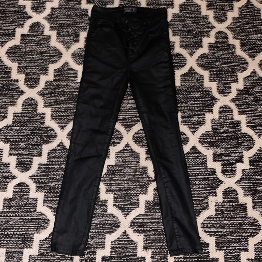 Fake leather Abercrombie and Fitch high rise super skinny ankle pants size 24